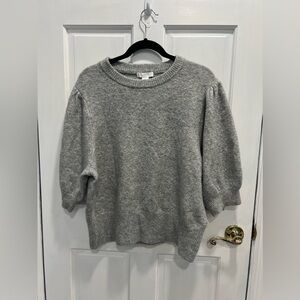H&M Light Gray Puff 3/4 Sleeve Round Neck Sweater SIZE XL Womens Pre Loved